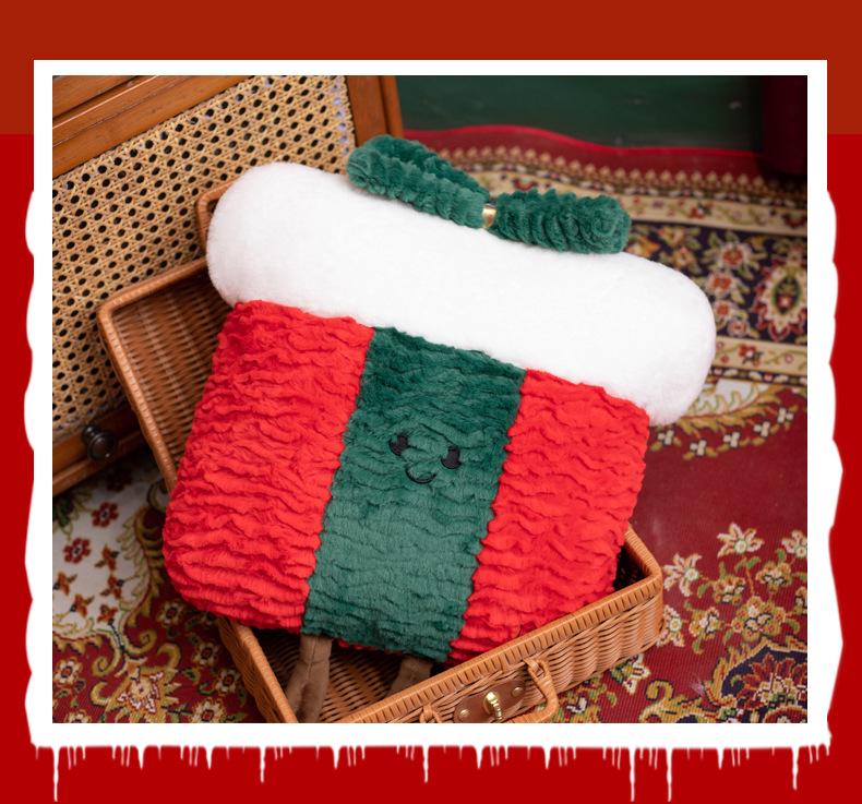 Festive Christmas Tree & Gingerbread Man Plush Cushion, New Year Gift & Wreath