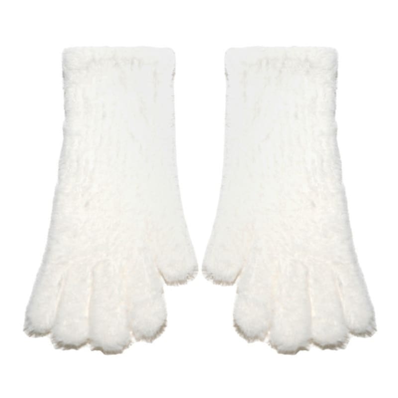 TUDE HAIRY FINGER HOLE GLOVES WHITE