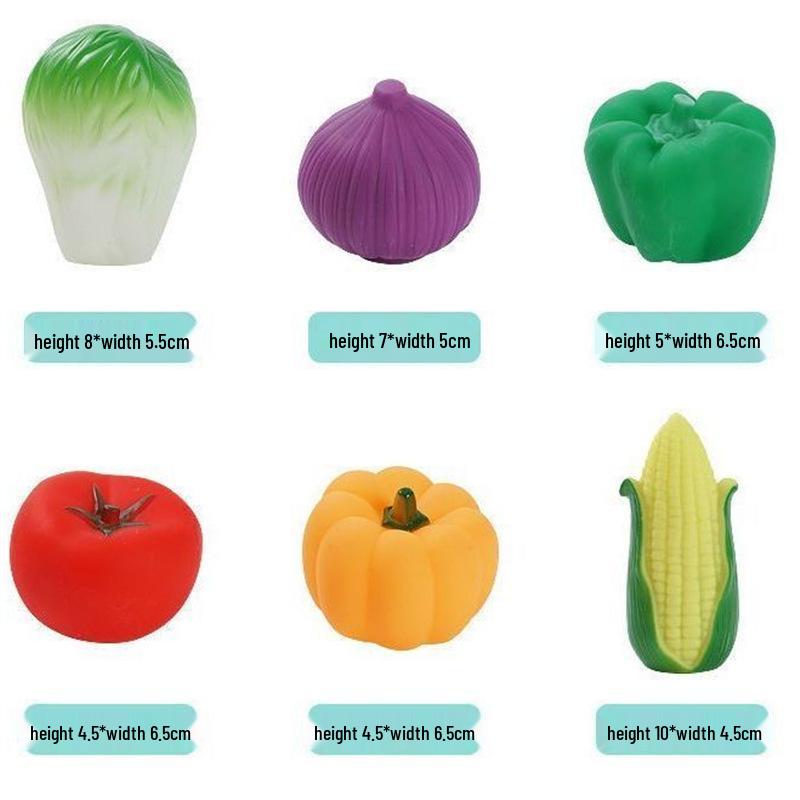 Silicone Fruit and Vegetable Baby Toys - Soft, Biteable Dollhouse Kitchen Set