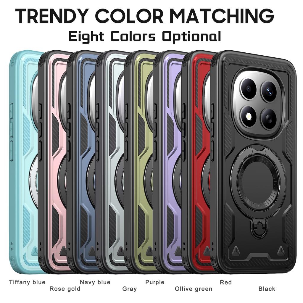 Armor Shockproof Case For Xiaomi Poco M8 Pro Redmi Note 15Pro 4G Plus 5G 360° Rotating Magnetic Stand TPU Plastic Phone Cover