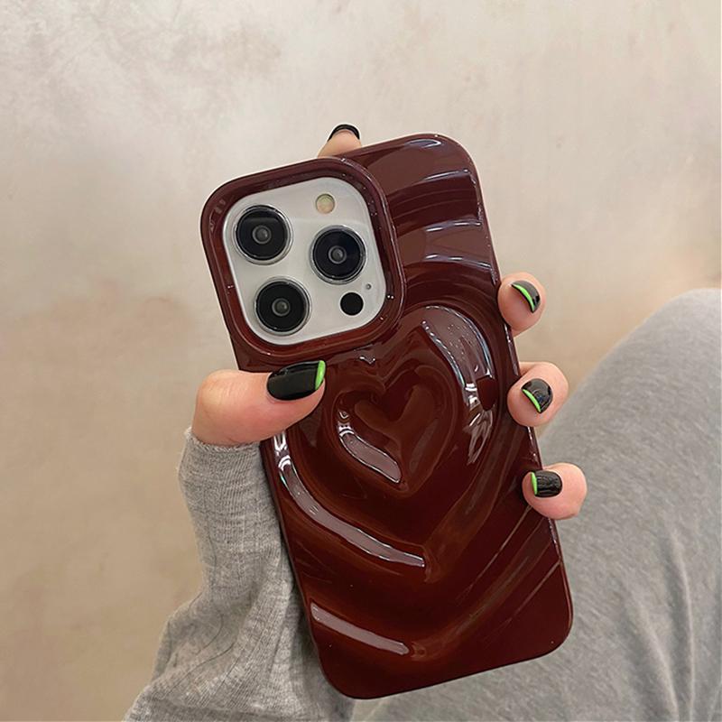 Etui na telefon 3D plisowane z uroczym sercem miłości Dla iPhone 15 14 13 11 12 Pro Max Metaliczna farba Składane Miękkie silikonowe Etui na telefon Nakładka Capa