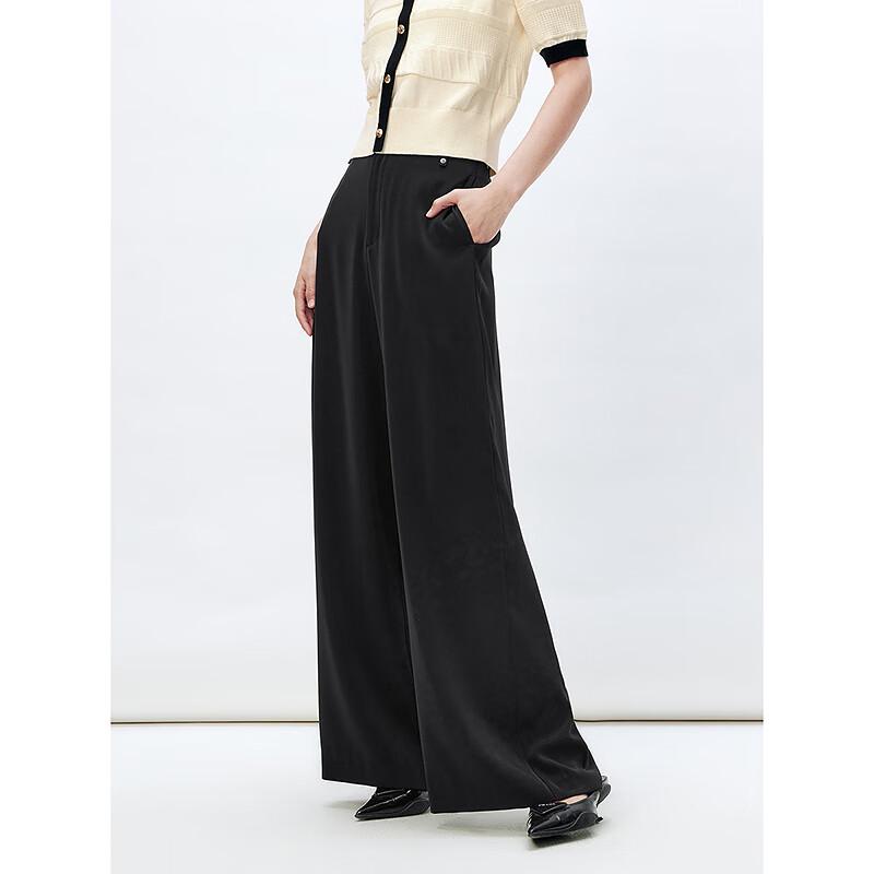 PEACEBIRD Women's High-Waist Satin Wide-Leg Pants