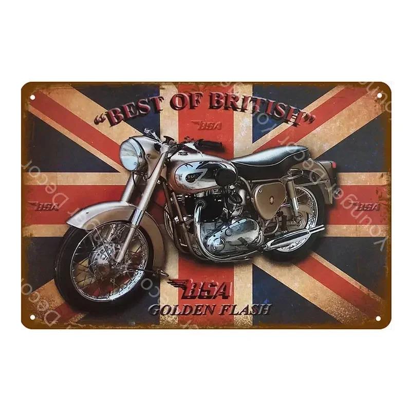 Retro BSA Motorcycles Metal Plate Norton Indian Tin Signs Vintage Metal Poster Garage Decor Club Pub Bar Wall Decoration YJ175