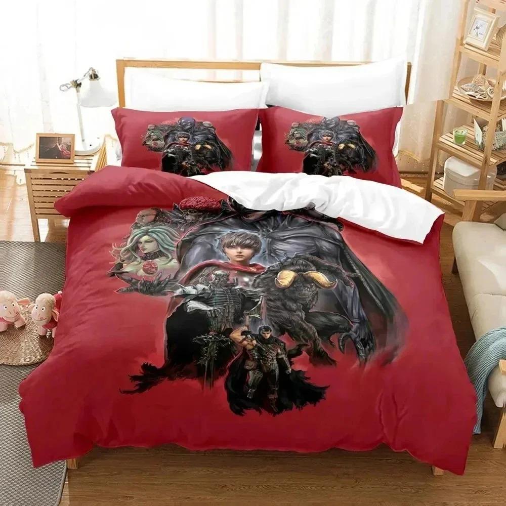 3D-Druck Anime Berserk Bettwäsche-Set Doppelbett Einzelbett King-Size Bettbezug Steppdecke Kissenbezug Jungen Mädchen Erwachsene Schlafzimmer Bettbezug-Sets