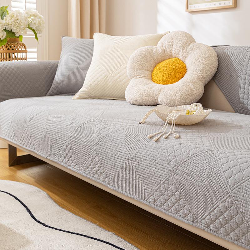 

Cream Wind Gray Sofa Cushion Pure Cotton Simple Four-Season Universal Non-Slip Seat Cushion Modern Leather Sofa Cover Cloth Towel 70*70cm