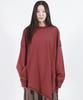 Deumakeu Oversized Asymmetrical Long Sleeve T-Shirt Burgundy