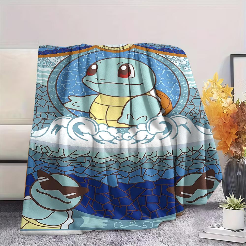 Pokemon Rocket Turtle Print Flannel Blanket,High Quality Comfortable for All Seasons,Home Decor,Warmth and Comfort,Perfect for Christmas Gifts