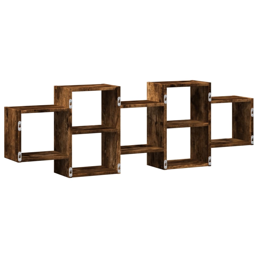 Wall Shelf Smoked Oak 129 x 18 x 42 cm Wood Based Material