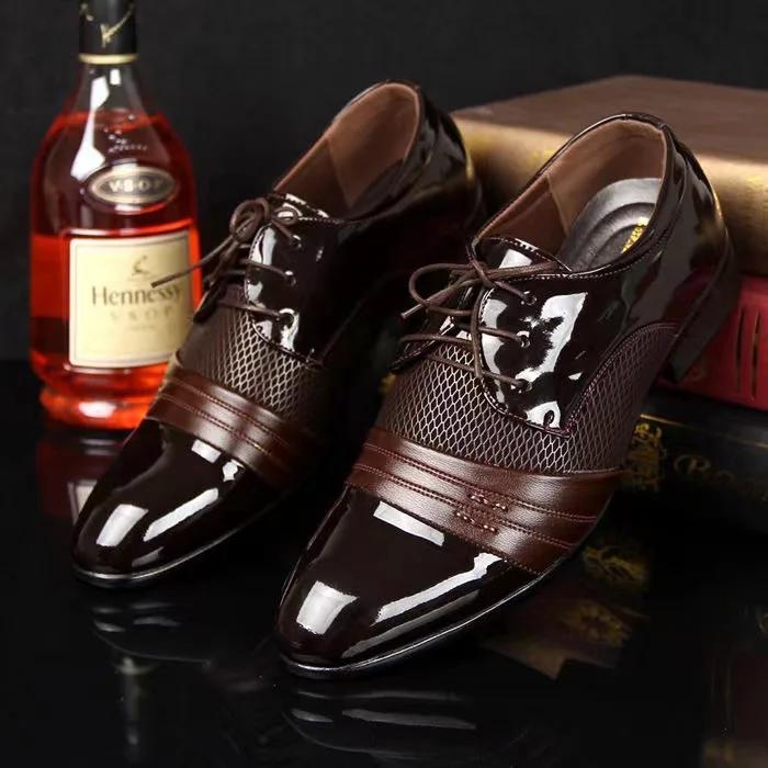Office Floral Pattern Men Formal Leather Luxury Fashion Groom Wedding Oxford Formal Shoes Men Erkek Deri Ayakkabı Modelleri