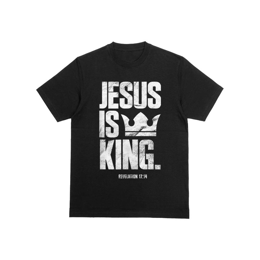 

JESUS IS KING slogan graphic short-sleeves cotton T-shirt XXXXXL чорний