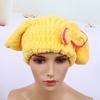 Quick Dry Cute Women Microfiber Hair Drying   Wrap Tower Hat Accessory For Bath(yellow)
