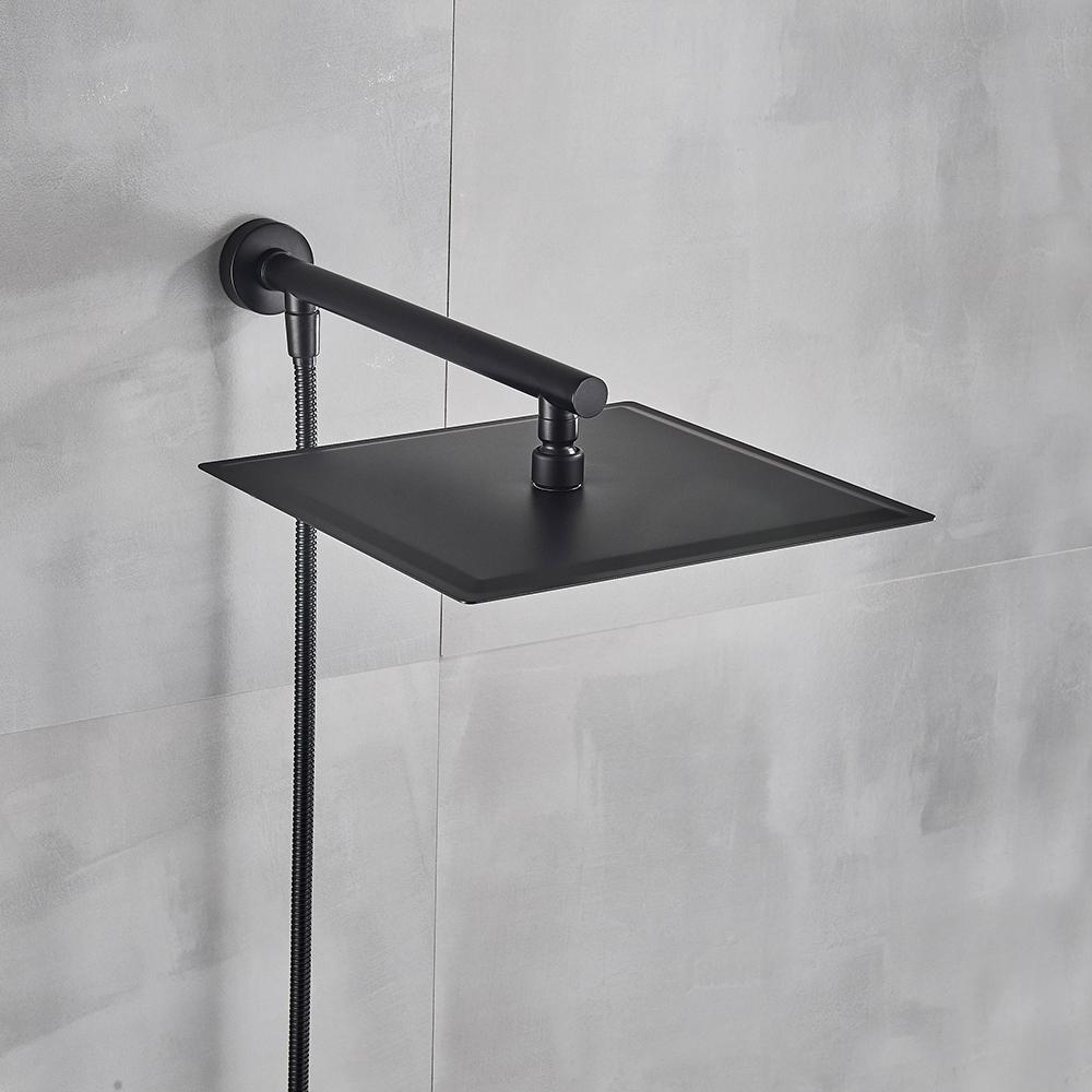 Czarna Słuchawka Prysznicowa Deszczownica Stal Nierdzewna Słuchawka Prysznicowa Łazienkowa Montowana na Ścianie Mosiężne Ramię Prysznicowe 150cm Wąż Prysznicowy Ultracienka Głowica