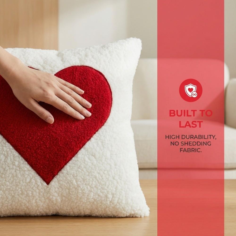 Soft Valentine Heart Pattern Pillowcase Embroidery Decorative Tufted Cushion Case LOVE 45CM Pillow Towel Home Sofa Decor
