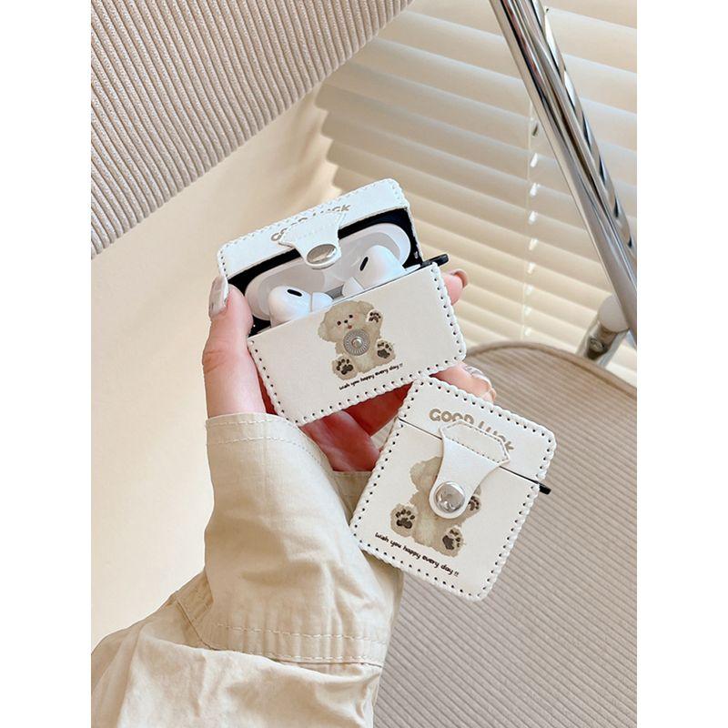 

Защитный чехол второго поколения для чехла для наушников Apple 3-го поколения Airpods 2-го поколения Цельный кожаный чехол Тот же стиль Шнурок Ударопрочный airpods1/2 generation Lucky Bear + same lanyard