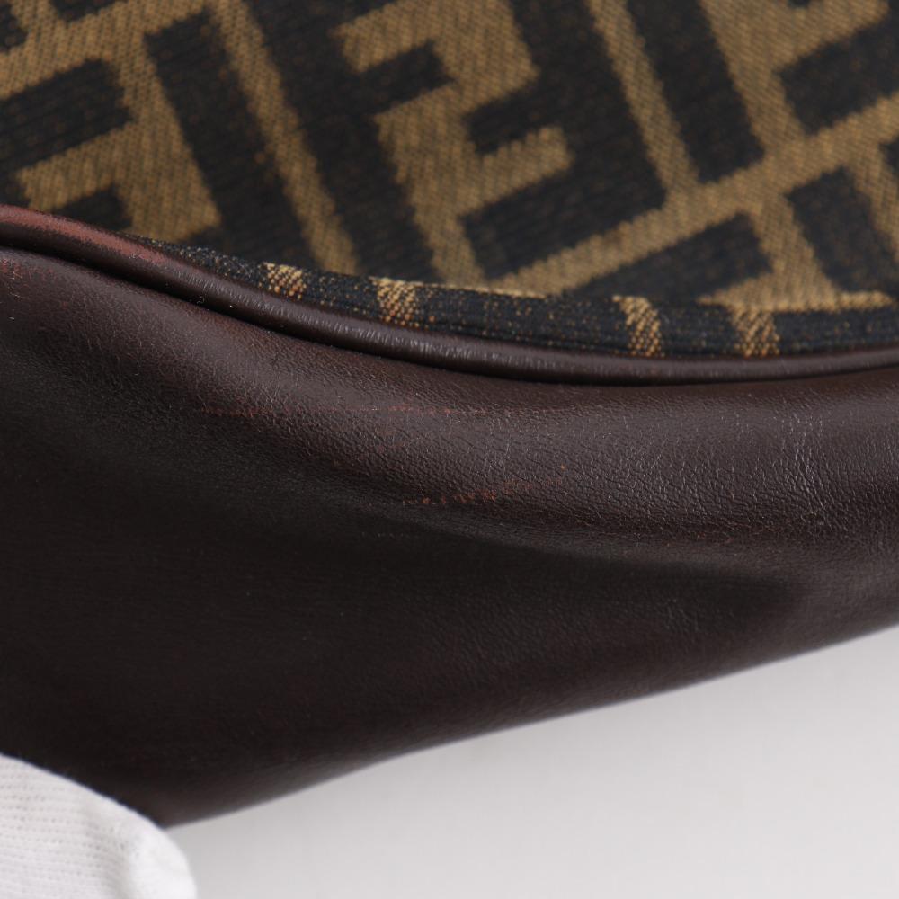 FENDI Zucca Shoulder Bag Brown Nylon canvas/leather Women Used