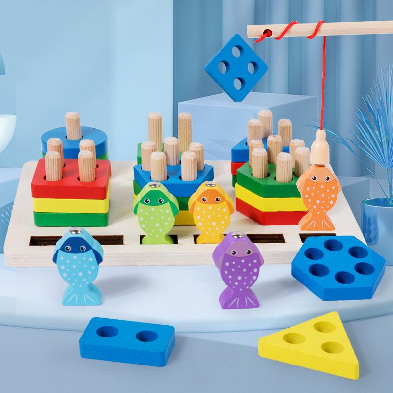 Non-Toxic Montessori Early Education Geometric Shape Blocks Matching Cognitive Toys For 1-2 Years Old Babies Assembly Color Shape Games