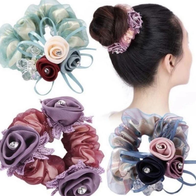 Korean Style Flower Hair Band Organza Circle Headband High-end Fabric Hair Accessories Rubber Band Female Headband Accessories