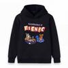 Kids Boys Girls Hooded Sweatshirt, Cute Cartoon Bear Summer Picnic Printed Pullover Hoodie, Casual Soft Loose Top for Swimming Pool Vacation Daily