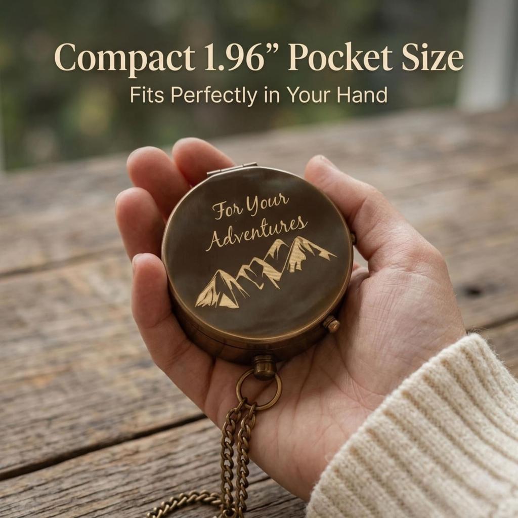 Custom Brass Compass Gift for Son or Grandson, Personalized Engraved Pocket Compass, Graduation Keepsake for Him, Vintage Antique Compass Gift