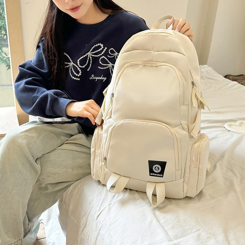 Men's Sports Backpack Women's Large Capacity Backpack Solid Color Student Schoolbag