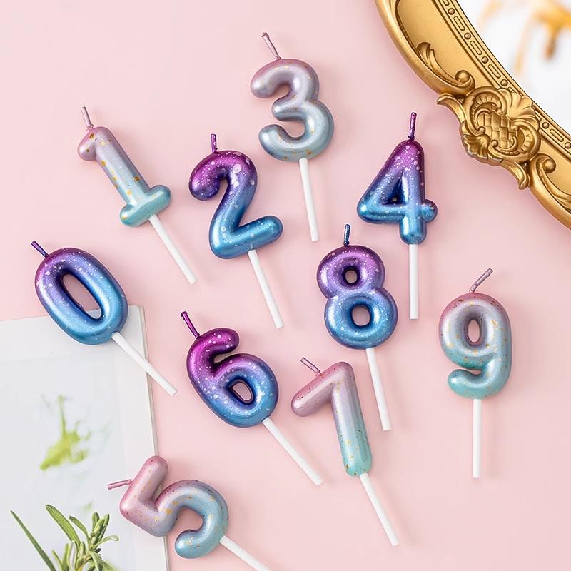 Galaxy Gradient Birthday Candle Ornament - Pink, Blue, Purple Cake Decoration