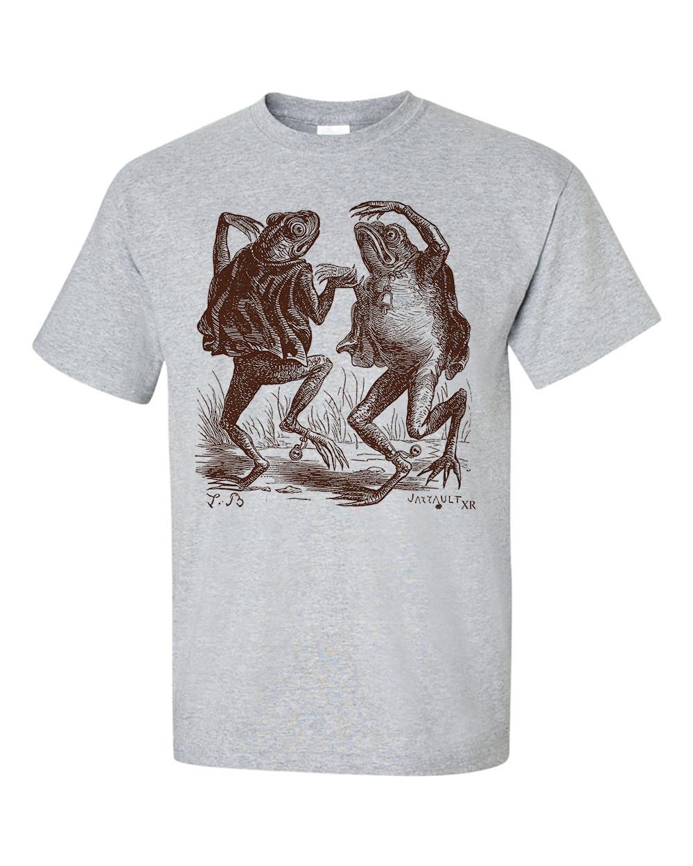 26 Dancing Toad Demons Frog With Bells Drawing Goblincore Cotagecore T-Shirt Unisex T-Shirt L