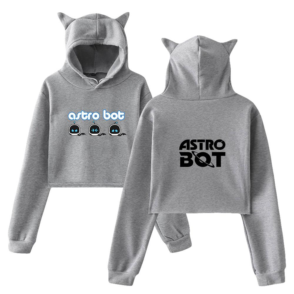 New Astro Bot Pullover Girls Casual Cat Cropped Hoodies Female Long Sleeve Sweatshirts Crop Top Women's Hoodie Sexy Tops