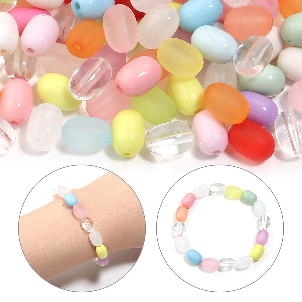 100pcs Candy Color Oval Acrylic Beads Mixed Color Loose Spacer Beads For Jewelry Making DIY Crafts Necklace Bracelet Accessories