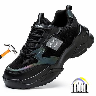 Comfortable Work Shoes for Women Anti Puncture Work Light Sneakers Black Work Safety Shoes for Women Men Steel Toe Safety Boots