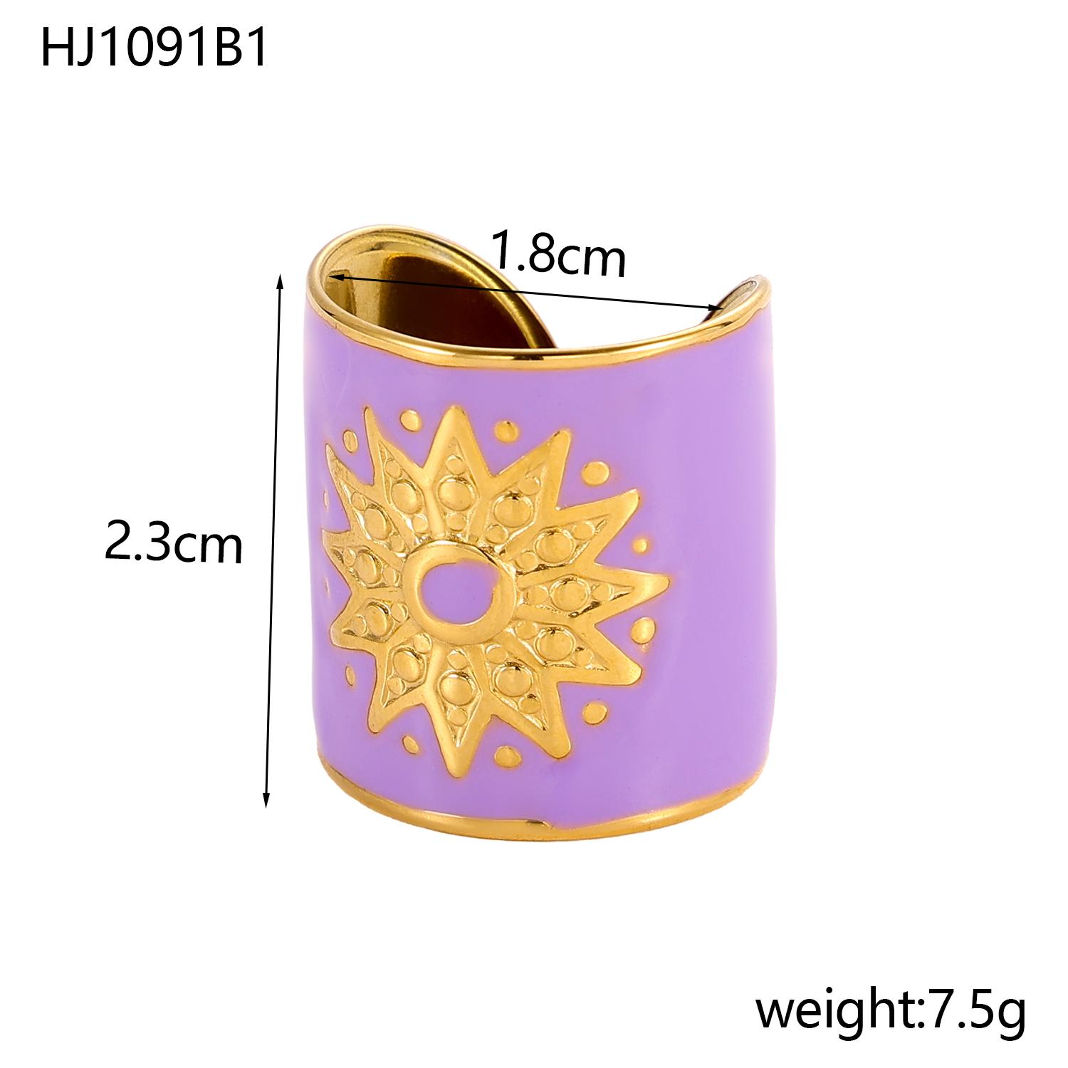 

CARLIDANA Elegant Enamel Rings Stainless Steel Muti Color Sun Gold Plated Adjustable Open Rings for Women s Fashion Statement resizable