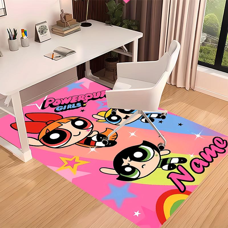 Individuelle Personalisierung The Powerpuff Girls Teppich - Weich, Waschbar, Rutschfest, Indoor-Matte, Wohnzimmer, Heim & Büro Dekorativer Teppich