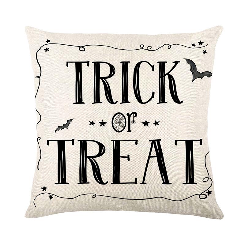 Halloween Couch Pillow Cover Funny Fairy Letters Linen Print Cushion Cover Bedroom Pillow Cover