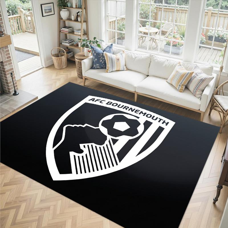 Bournemouth Football Design Crystal Velvet Carpet Cozy Non?Slip Printed Rug For Bedroom Living Room Entrance
