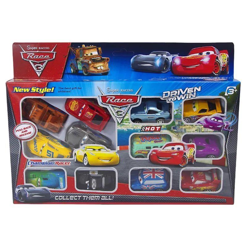 12pcs/Set Disney Pixar Cars Lightning Mcqueen Jackson Storm Mater Pvc Model Back-Force Car Toy For Kids Birthday Gift Set