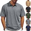 Men's Distressed Lapel Polo Shirt, Summer Loose-Fit Short-Sleeved T-Shirt with Pockets, Vintage-Style Top