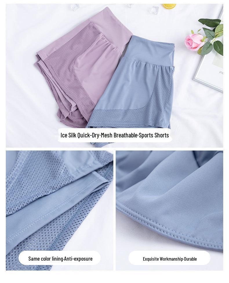 Women's Summer 2025 Slim Fit Ice Silk Sportswear Set: Quick-Dry Top & Fitness Shorts