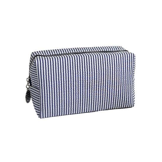 Striped Cosmetic Bag Travel Makeup Pouch Portable Makeup Bag Zippered Toiletry Bag for Women Makeup Brushes