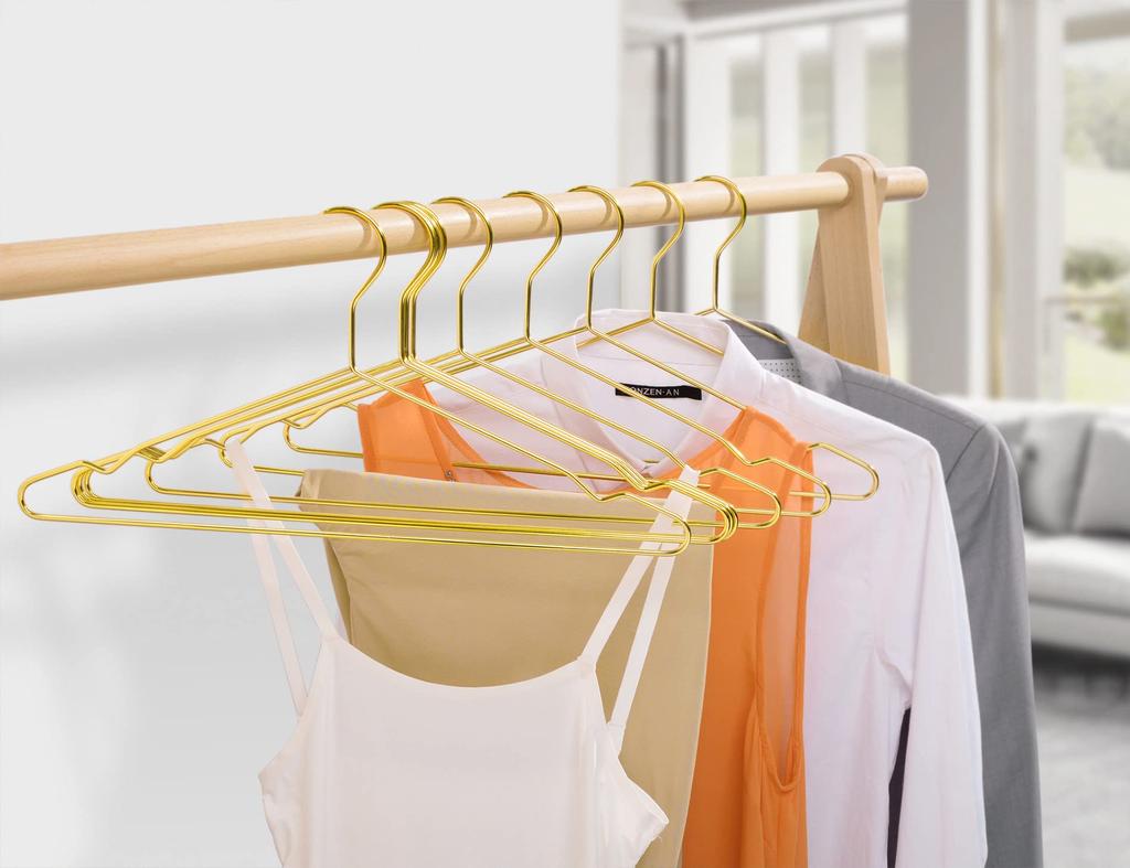 Amber Home Steel Set of Elegant Metal Clothes Suitable for 43cm Wire Hangers, 20, Gold, Hangers, Suits, T-shirts, Jackets, Coats, Dresses, Etc.