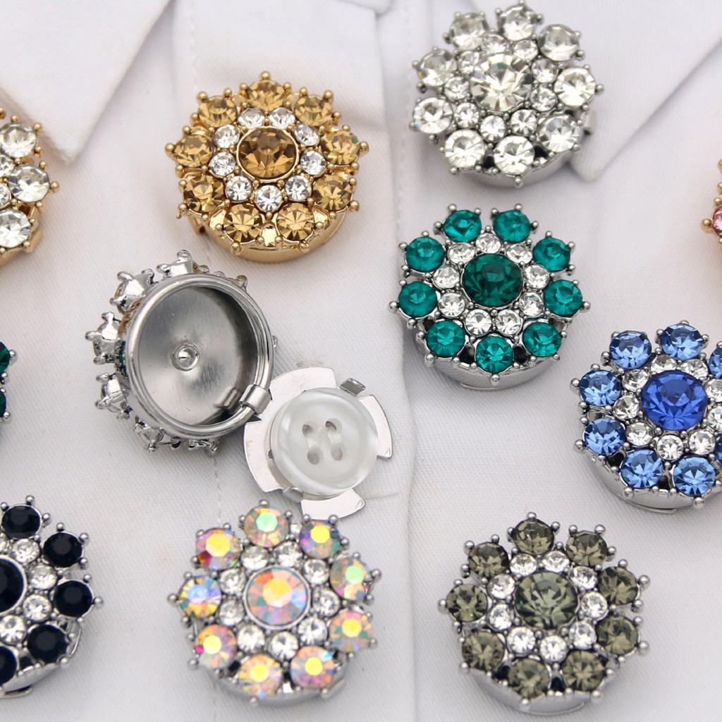 Sophisticated Dress Cuff Links Sparkling Multi Tone Glass Design Comfortable Daily Wear Solution