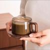 Europeisk Stil Glas Kaffekopp Fat Genomskinlig Glasmugg Utsökt Eftermiddag Kamelia Te Kaffemugg Hem Frukost Mjölkkopp