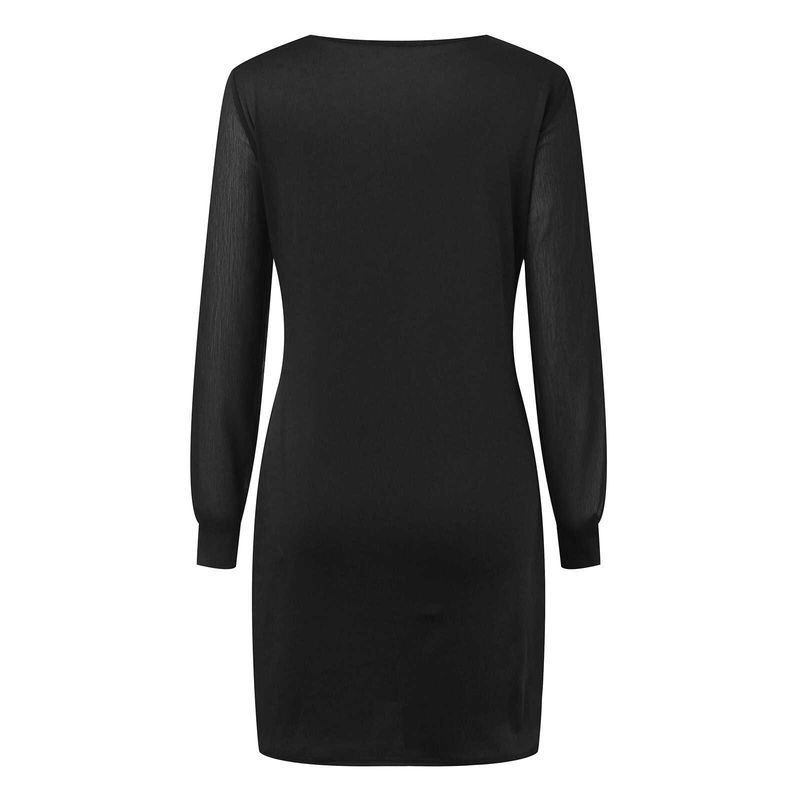 

Fashion Style Pure Desire Summer Women s Fashion Luxury New Arrival Skinny Mesh Chiffon Patchwork Long Sleeves Dress Half Turtleneck Black S