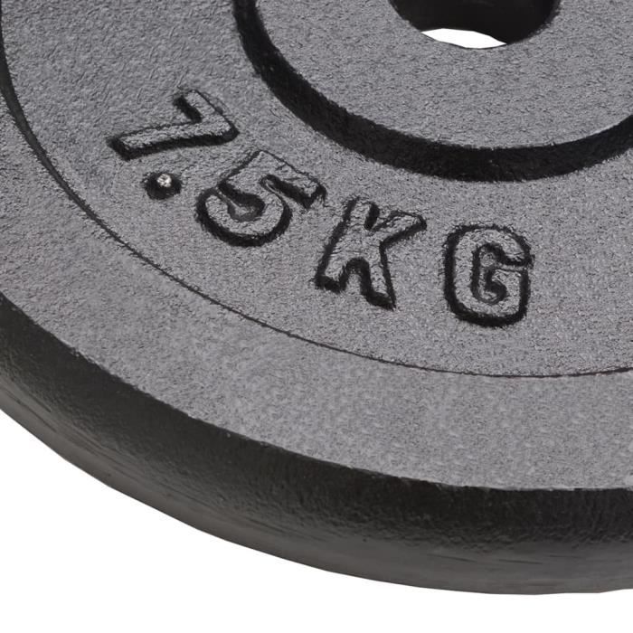 Plaque de poids - vidaXL - 4 pcs - 7,5 kg chacune - Fonte - Résistant aux rayures