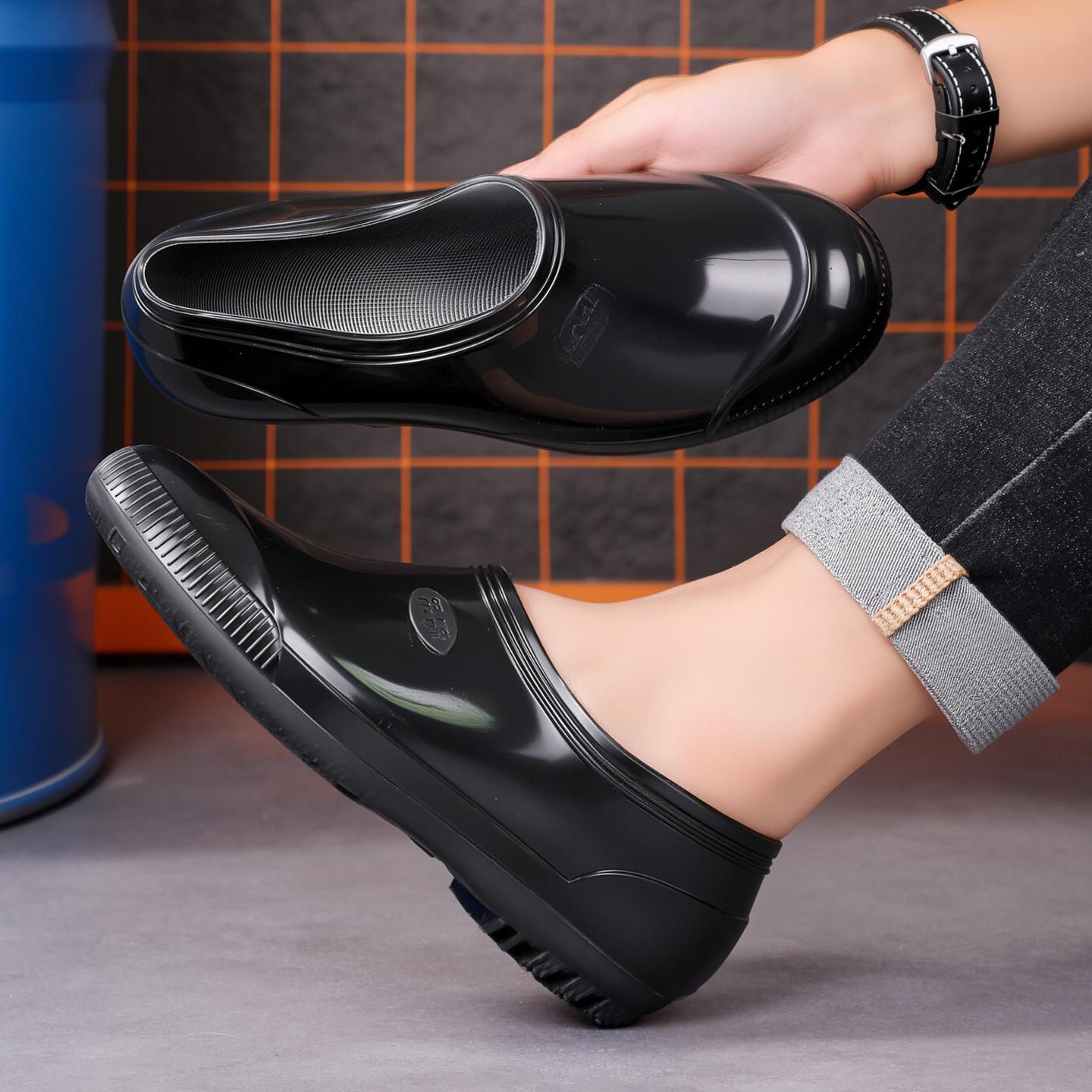 Silicone men s waterproof, non-slip, deodorant and wear-resistant men s tall rain shoes, long rain boots, waterproof and non-slip plus 38