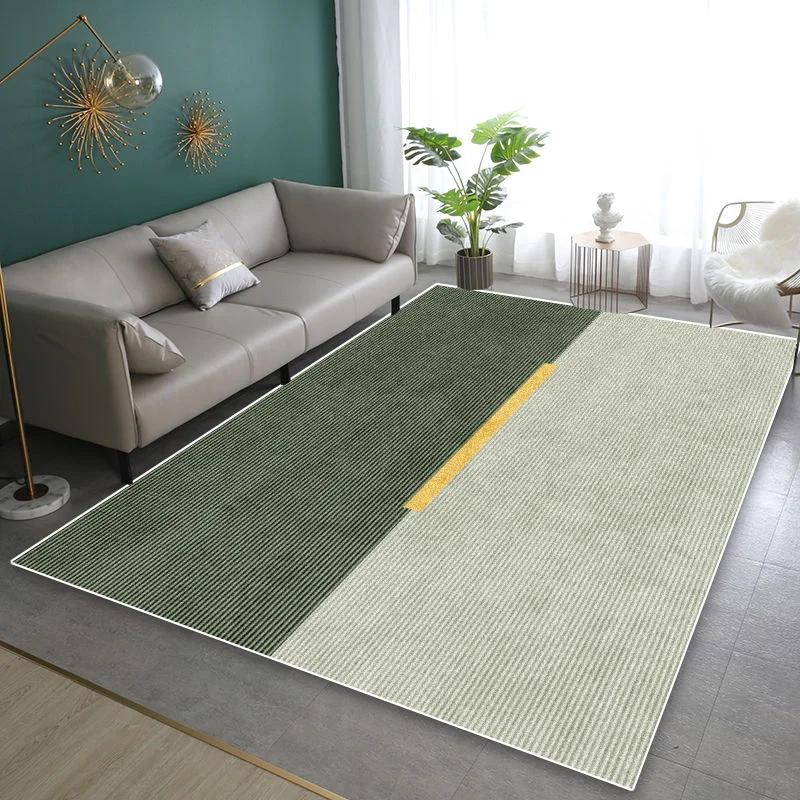 Minimalist Green Area Rug Non-Slip Soft Carpet for Living Room Bedroom Bedside Floor Mat Home Decor