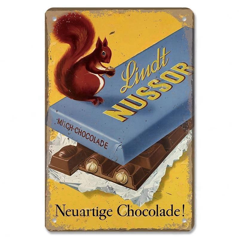 Vintage Candy Chocolate Metal Plates Cream Milk Chocolate Poster Metal Plaque Tin Sign For Kitchen Cafe Dining Room Wall Deco
