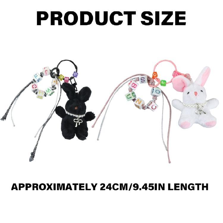 Lovely Hangings Decorations Sweet Plush Rabbits Bead Keychain Pendant Keyring Decoration Bag Hangings Ornament