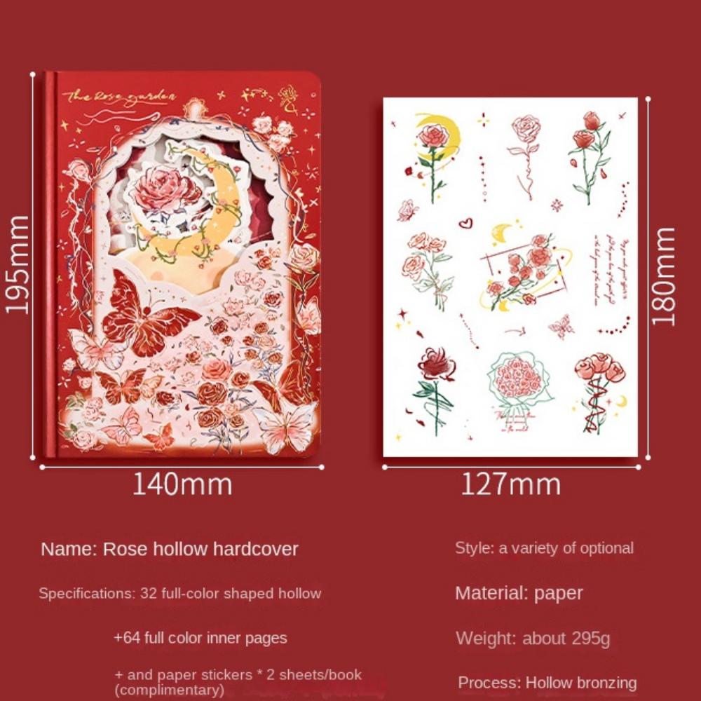 Color Pages Exquisite Diary Notebook Rose Style Romantic Diary Planner Retro Rose Notebook  School
