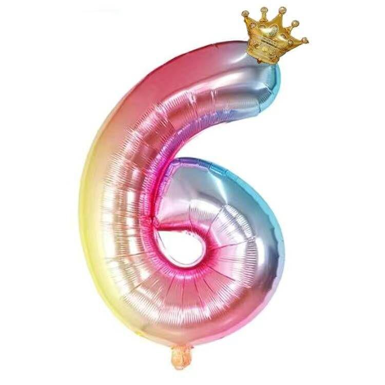 Gradient Color Crown Number Balloon Pillar, 32-40 Inch, First Birthday Party Decoration