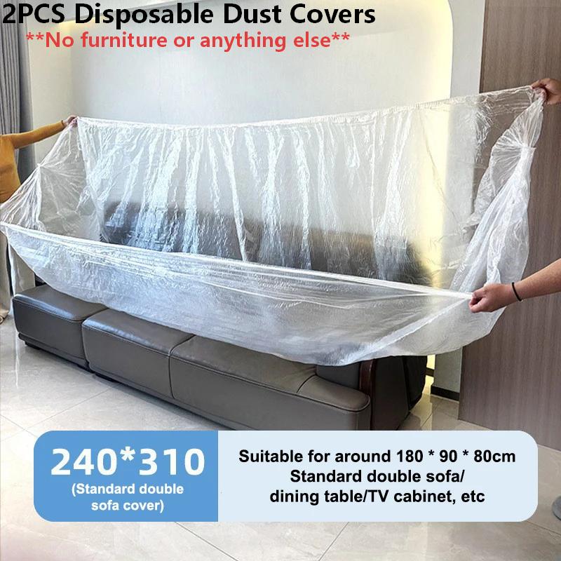 2PCS Disposable Dust Covers Elastic Plastic Dust Film Sofa Dustproof For Furniture Dormitory Sofa Wall Painting Dust Protection