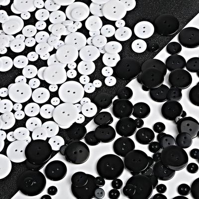 Resin Sewing Button Scrapbooking Round White Black 2 Holes 9/10/11.5/15/18/20/23/25 Mm